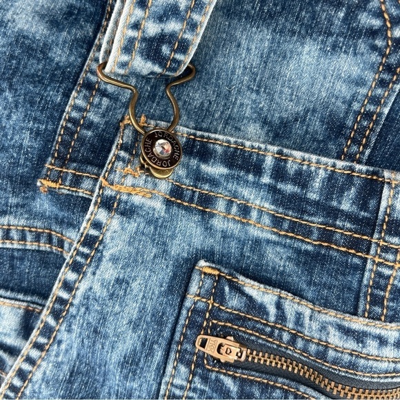 Jordache Cut Off Embellished Jean Shortalls Size 14/16 Girl’s - Picture 5 of 6